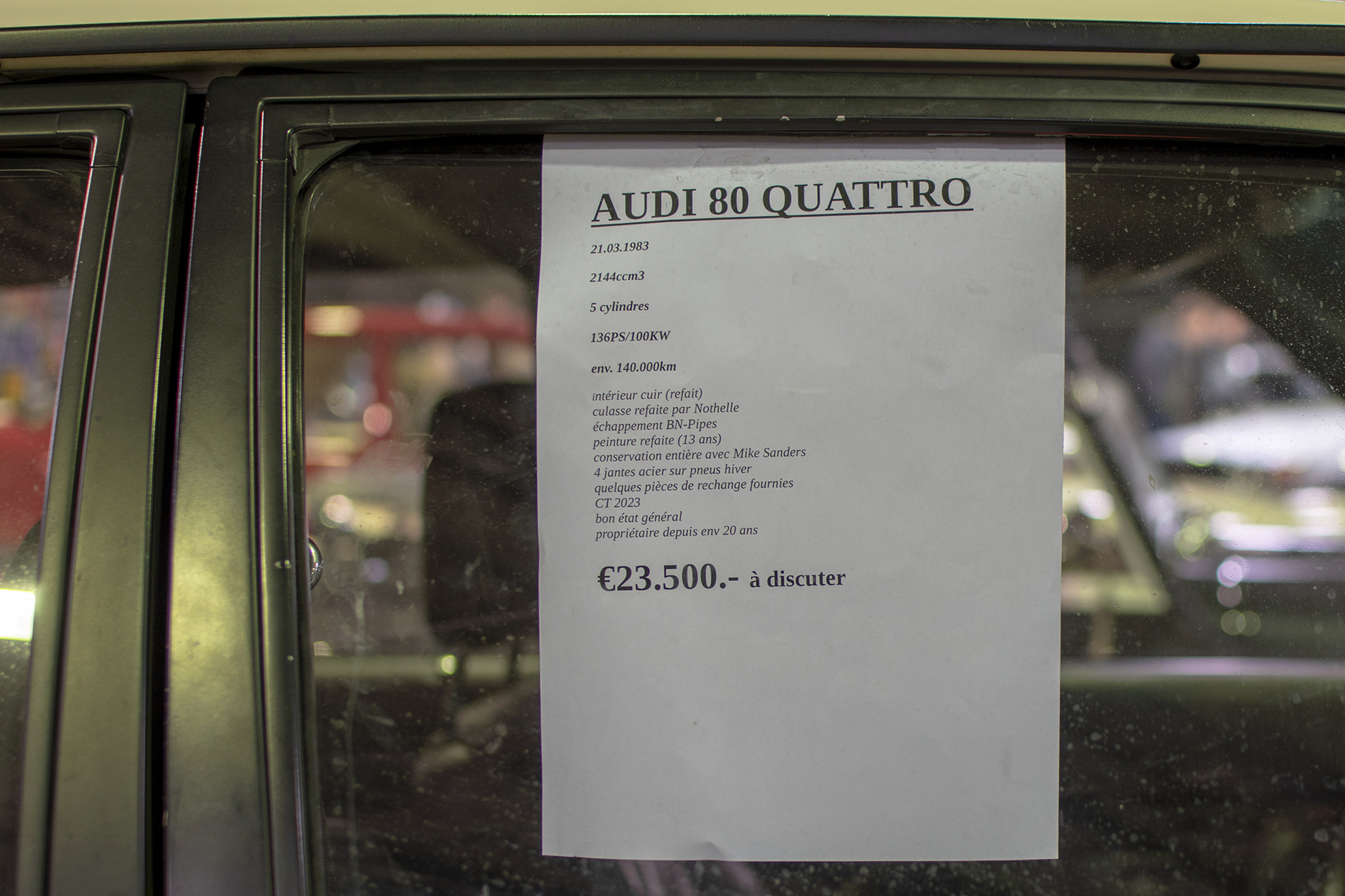 Audi 80 B2 Quattro 1983 infos -  Auto Jumble ,2024, Luxembourg, all thing classic