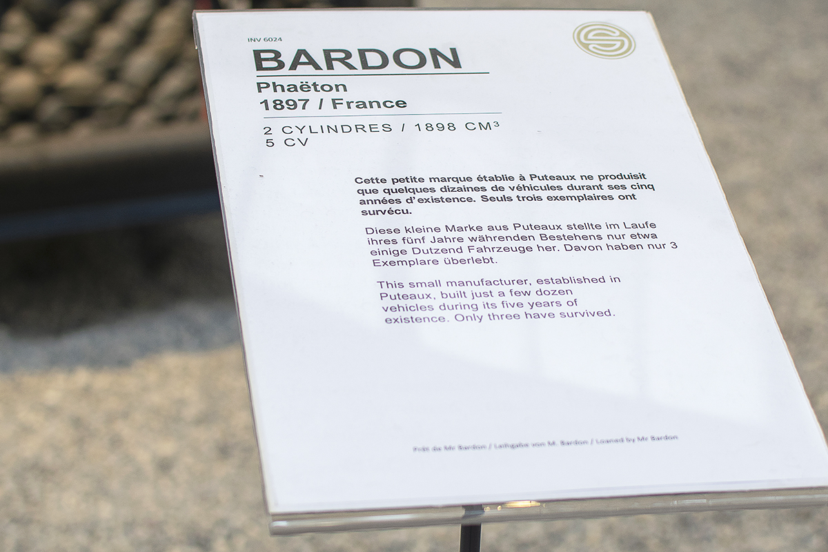 Bardon phaëton 1898 infos - Cité de l'automobile, Collection Schlumpf, Mulhouse, 2020