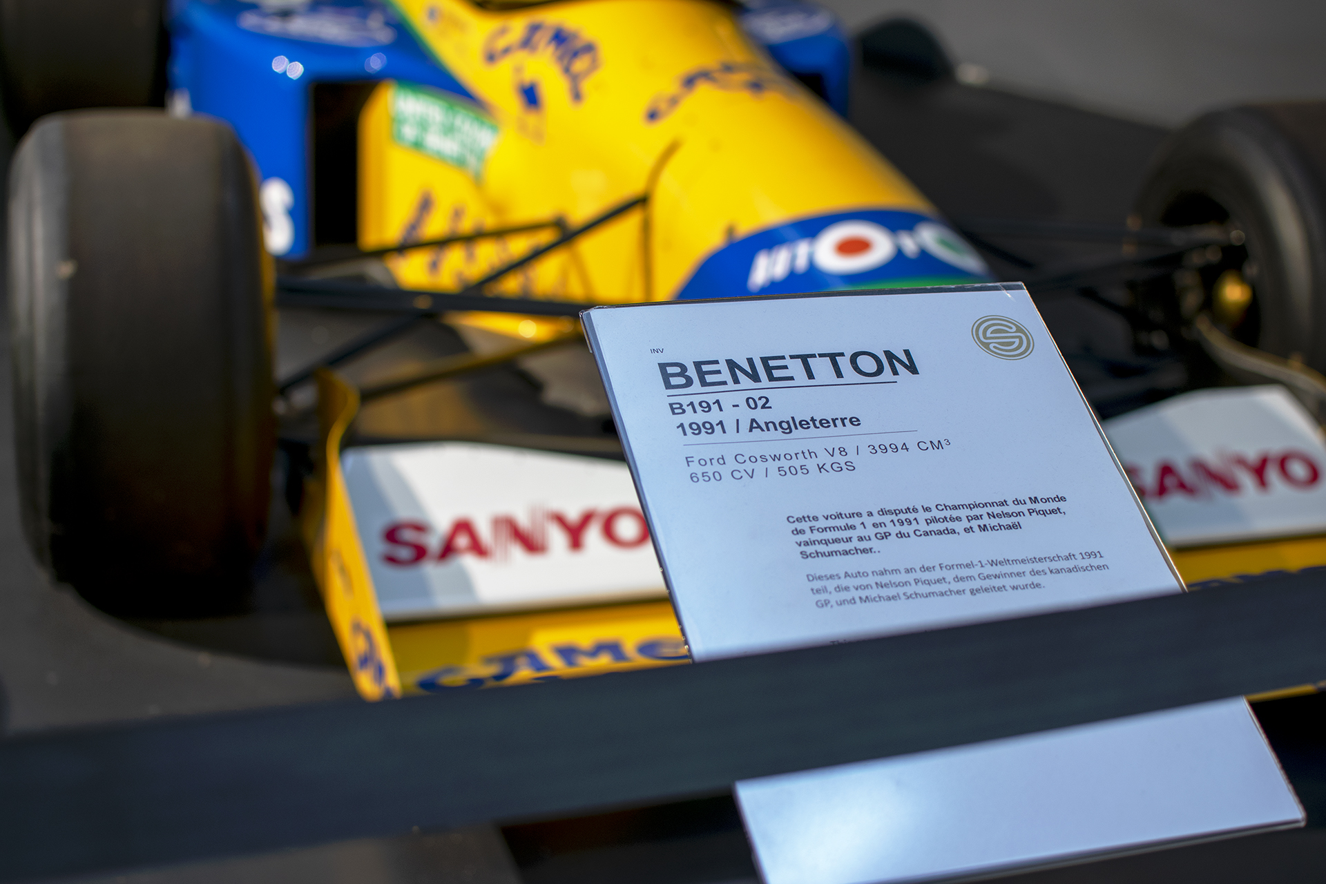 Benetton B191 1991 details - Cité de l'automobile, Collection Schlumpf, Mulhouse, 2020
