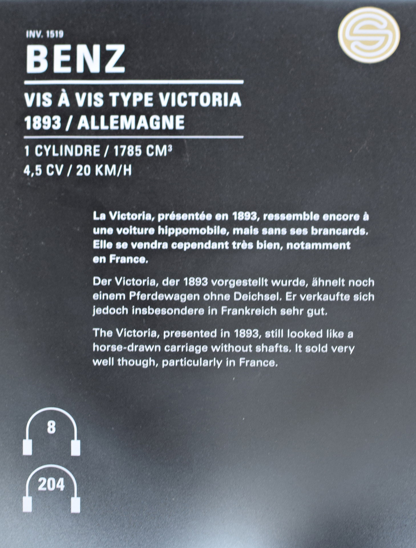 Benz Victoria  infos - Cité de l'automobile, Collection Schlumpf, Mulhouse