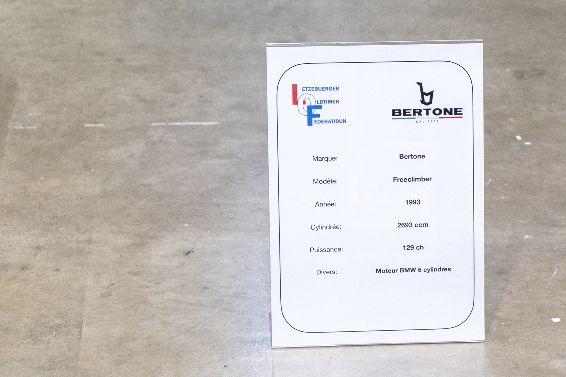 Bertone Freeclimber 1993 infos - Auto Jumble ,2025, Luxembourg, all thing classic
