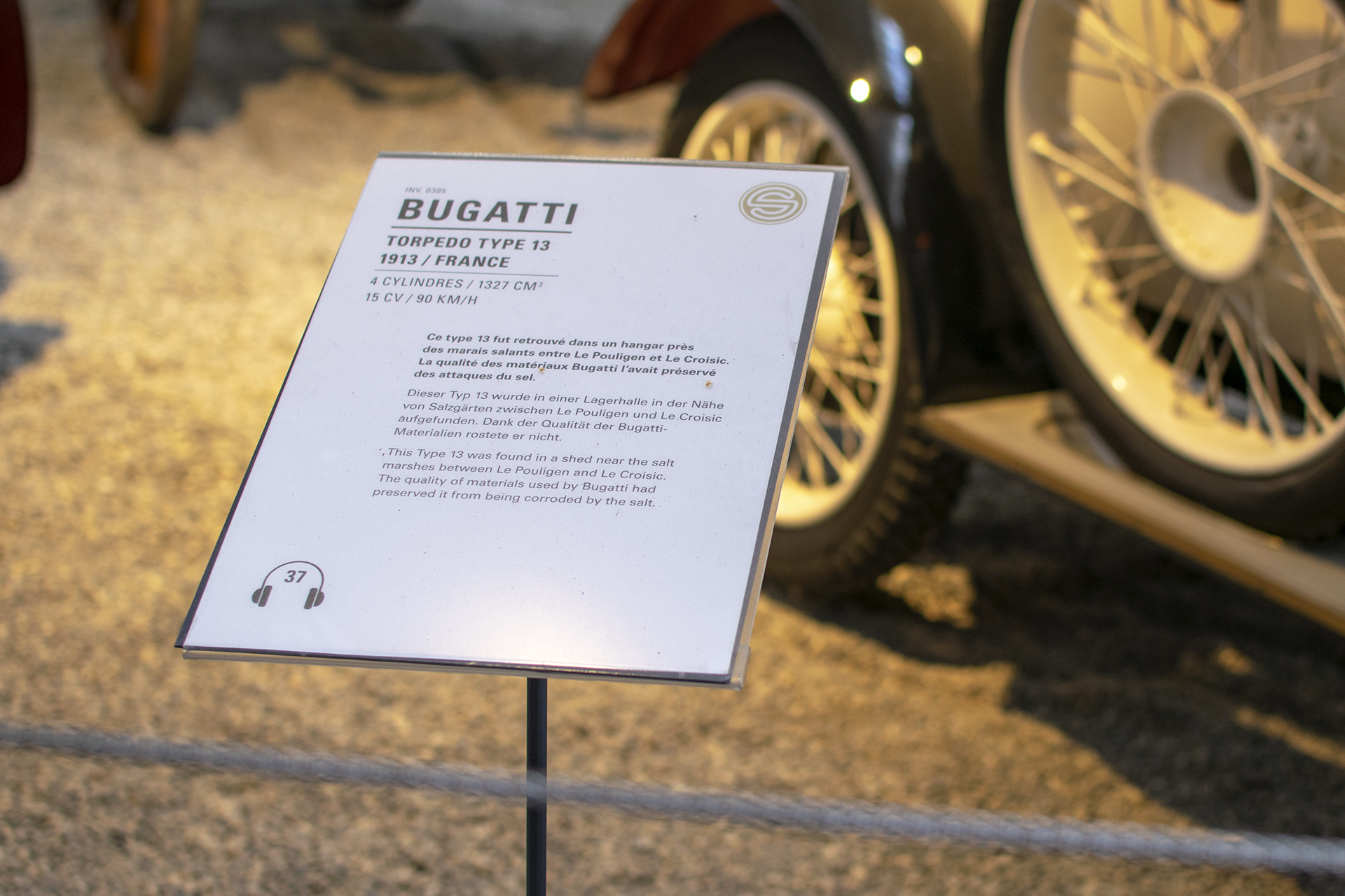Bugatti Type 13 Torpédo infos - Cité de l'automobile, Collection Schlumpf, Mulhouse, 2020
