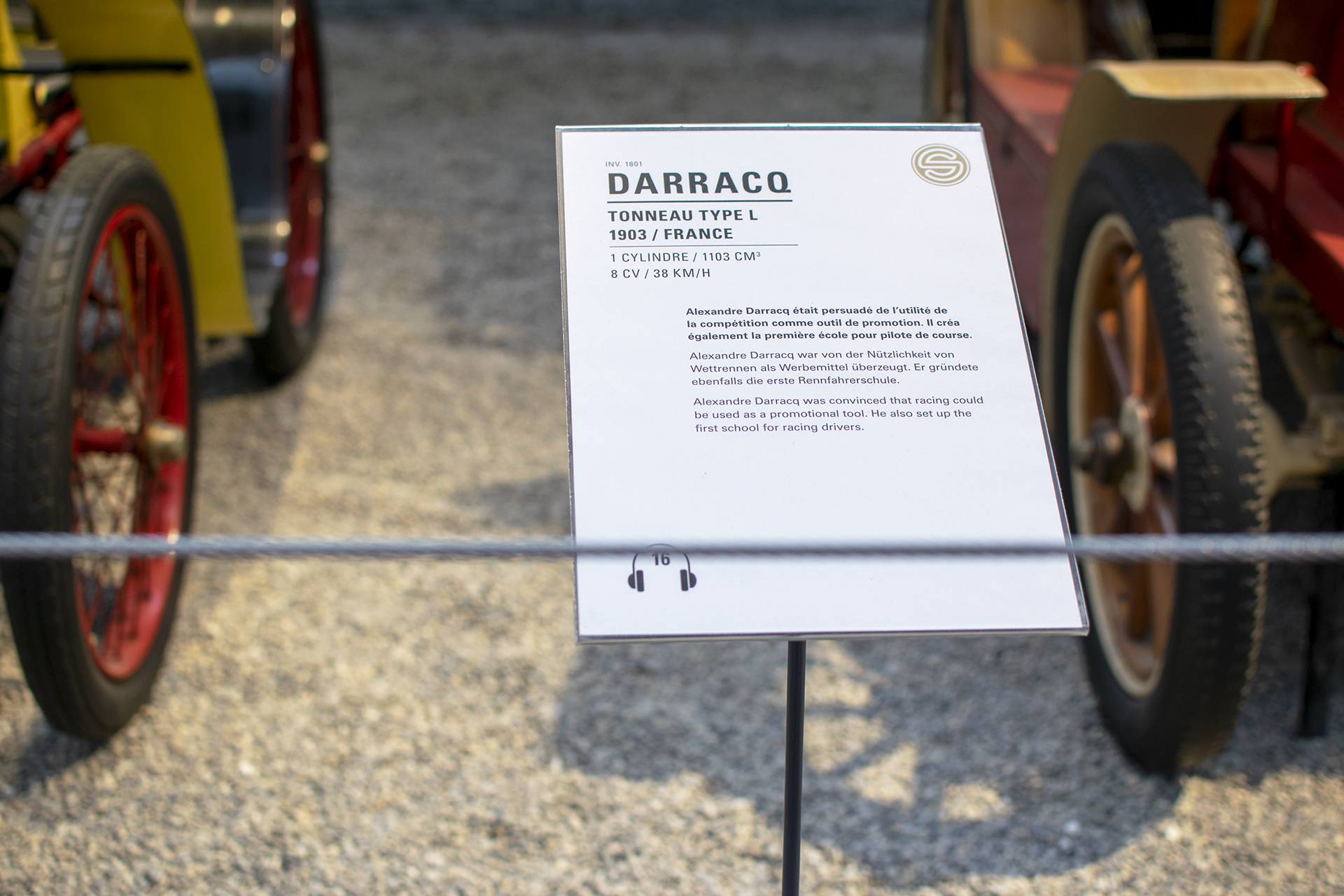 Darracq type L tonneau 1903 details - Cité de l'automobile, Collection Schlumpf, Mulhouse, 2020