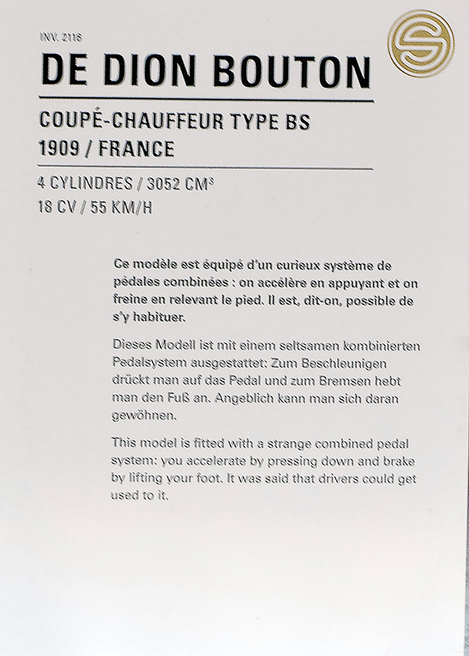 De Dion-Bouton type BS coupé Chauffeur 1909 infos - Cité de l'automobile, Collection Schlumpf, Mulhouse 