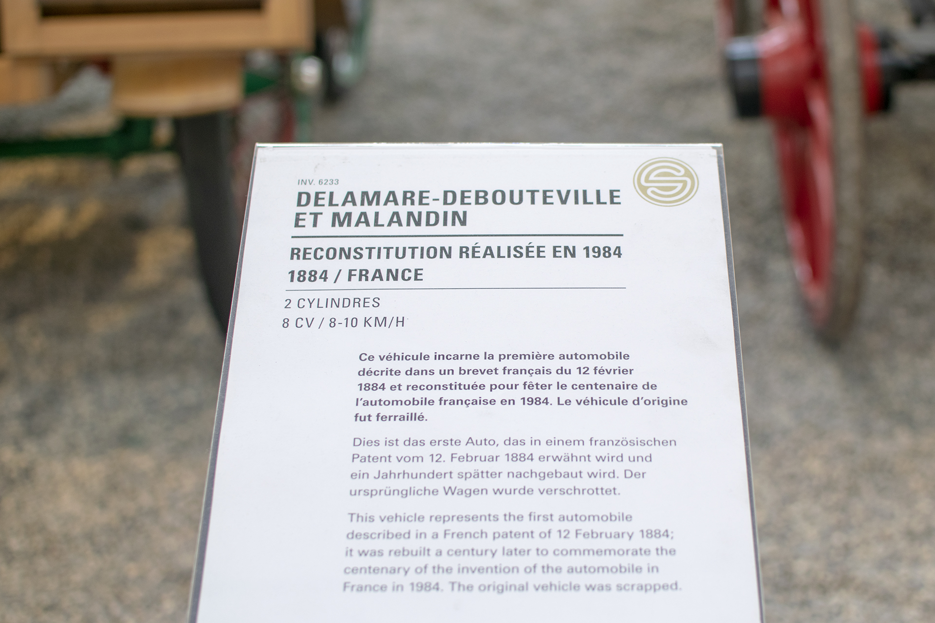 Delamare-Deboutteville 1884 details  (reconstitution de 1984) - Cité de l'automobile, Collection Schlumpf, Mulhouse, 2020
