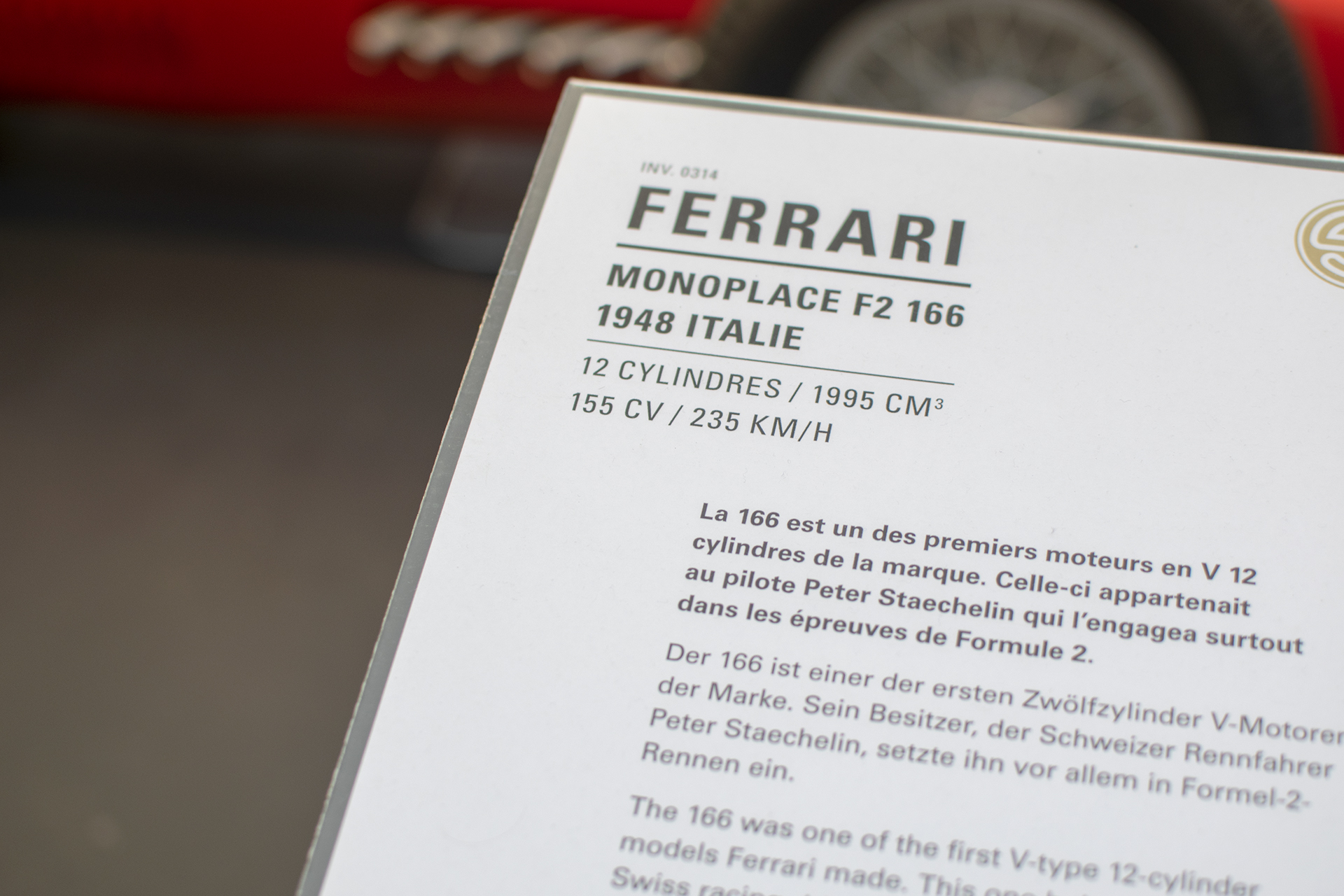 Ferrari 166 monoplace F2 1948 infos- Cité de l'automobile, Collection Schlumpf, Mulhouse, 2020 Ferrari 166 monoplace F2 1948 infos - Cité de l'automobile, Collection Schlumpf, Mulhouse, 2020
