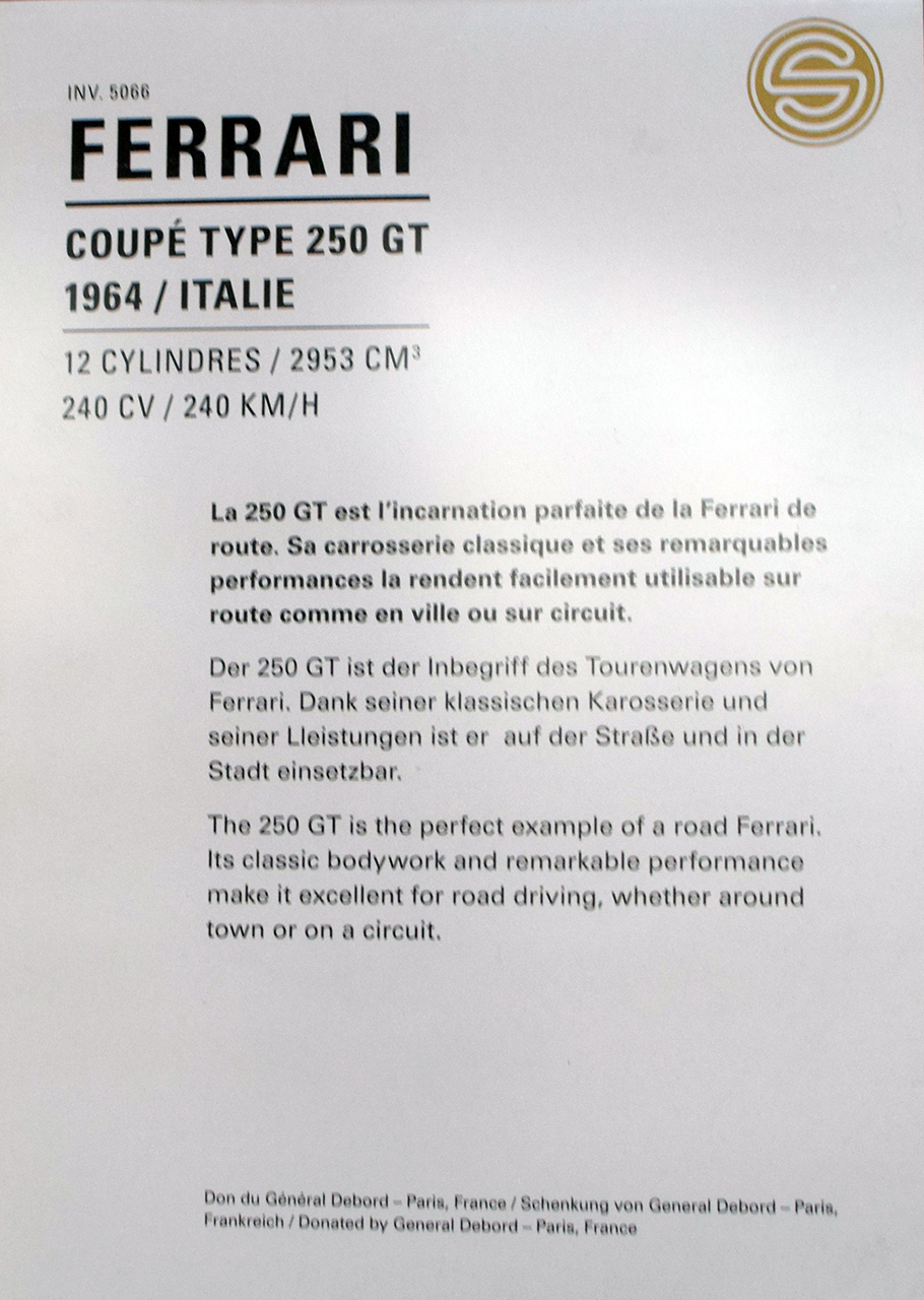 Ferrari 250 GT 19654 -  Cité de l'automobile, Collection Schlumpf, Mulhouse