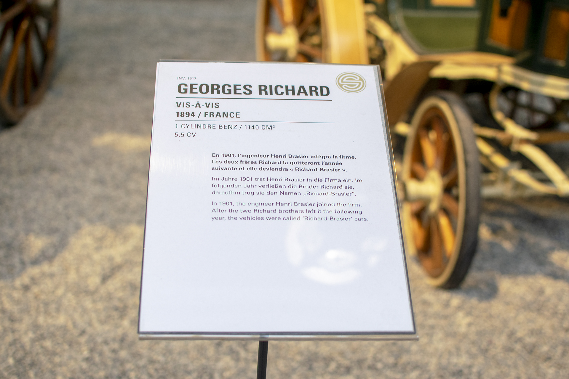 Georges Richard Vis à Vis 1894 infos - Cité de l'automobile, Collection Schlumpf, Mulhouse, 2020