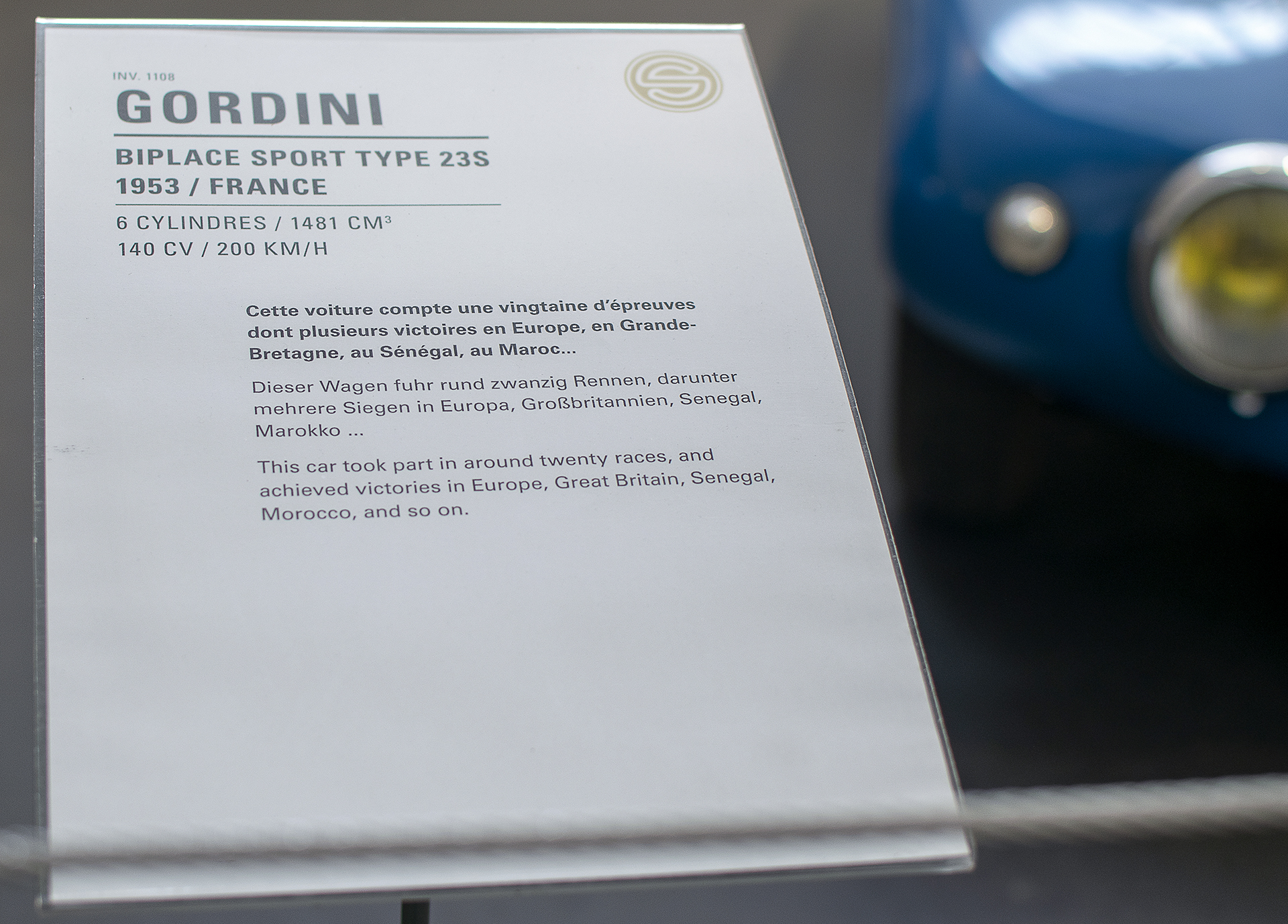  Gordini type23S biplace sport 1953 - Cité de l'automobile, Collection Schlumpf, Mulhouse, 2020