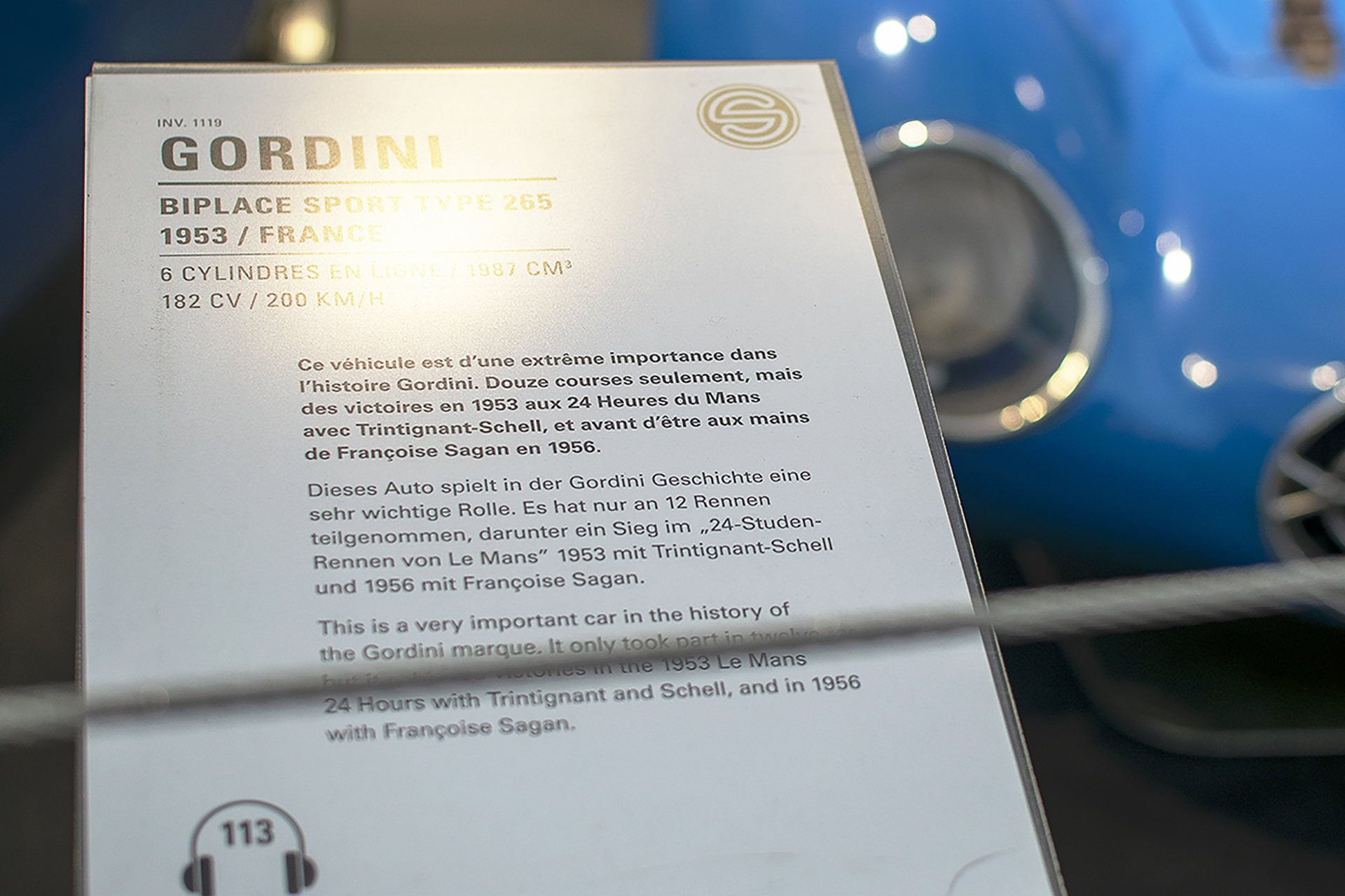  Gordini type 265 infos - Cité de l'automobile, Collection Schlumpf, Mulhouse, 2020
