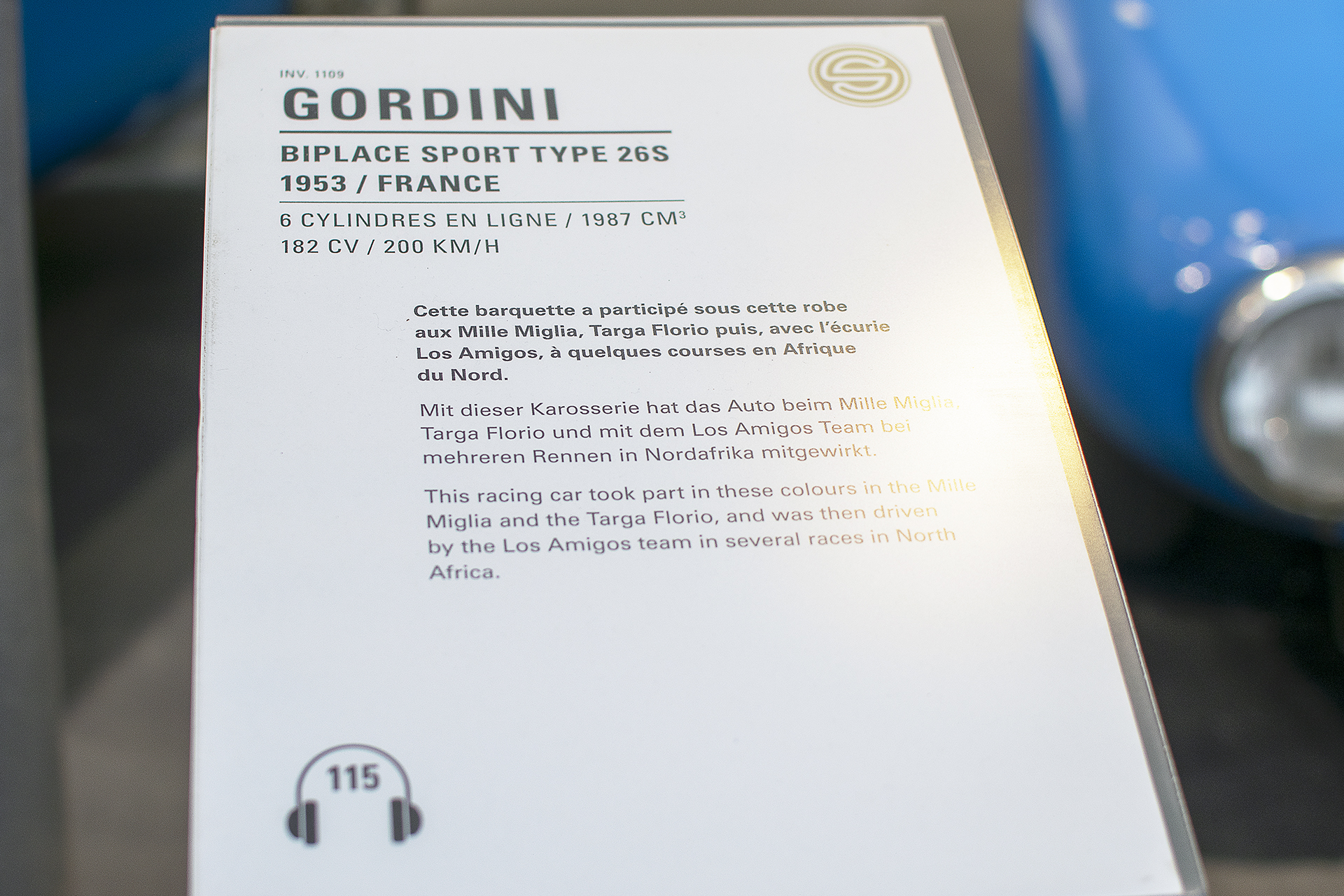  Gordini type 26S biplace sport 1953 infos - Cité de l'automobile, Collection Schlumpf, Mulhouse, 2020 