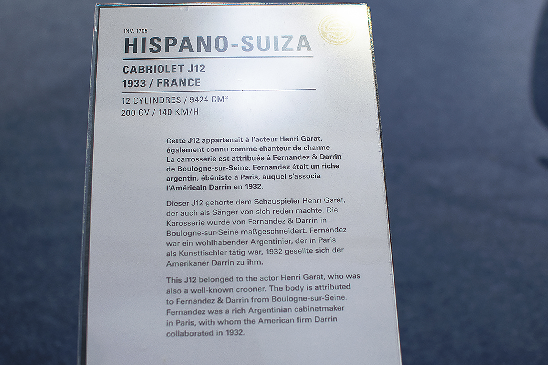 Hispano-Suiza J12 cabriolet 1933 infos - Cité de l'automobile, Collection Schlumpf, Mulhouse, 2020