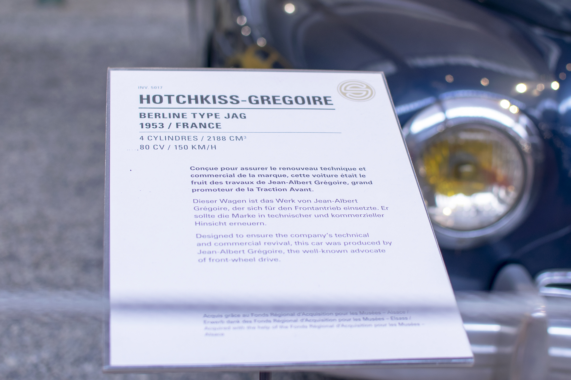 Hotchkiss Grégoire Jag 1953 - Cité de l'automobile, Collection Schlumpf, Mulhouse, 2020