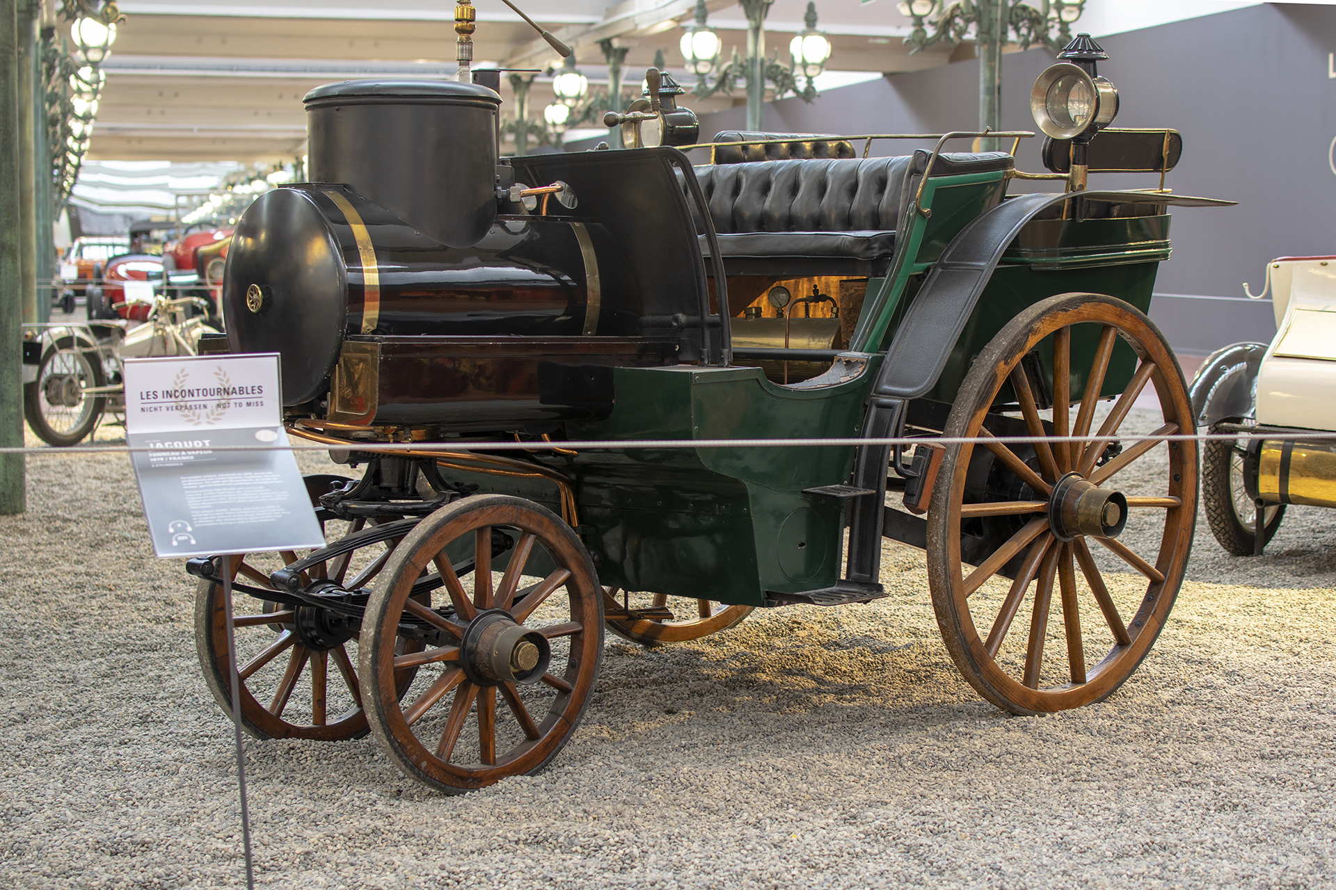 Jacquot tonneau à vapeur 1878 - Cité de l'automobile, Collection Schlumpf, Mulhouse, 2020