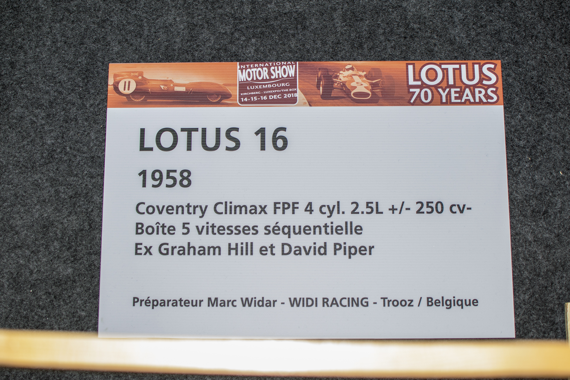 Lotus 16 1958 infos - International Motor Show  ,Luxembourg ,2018 