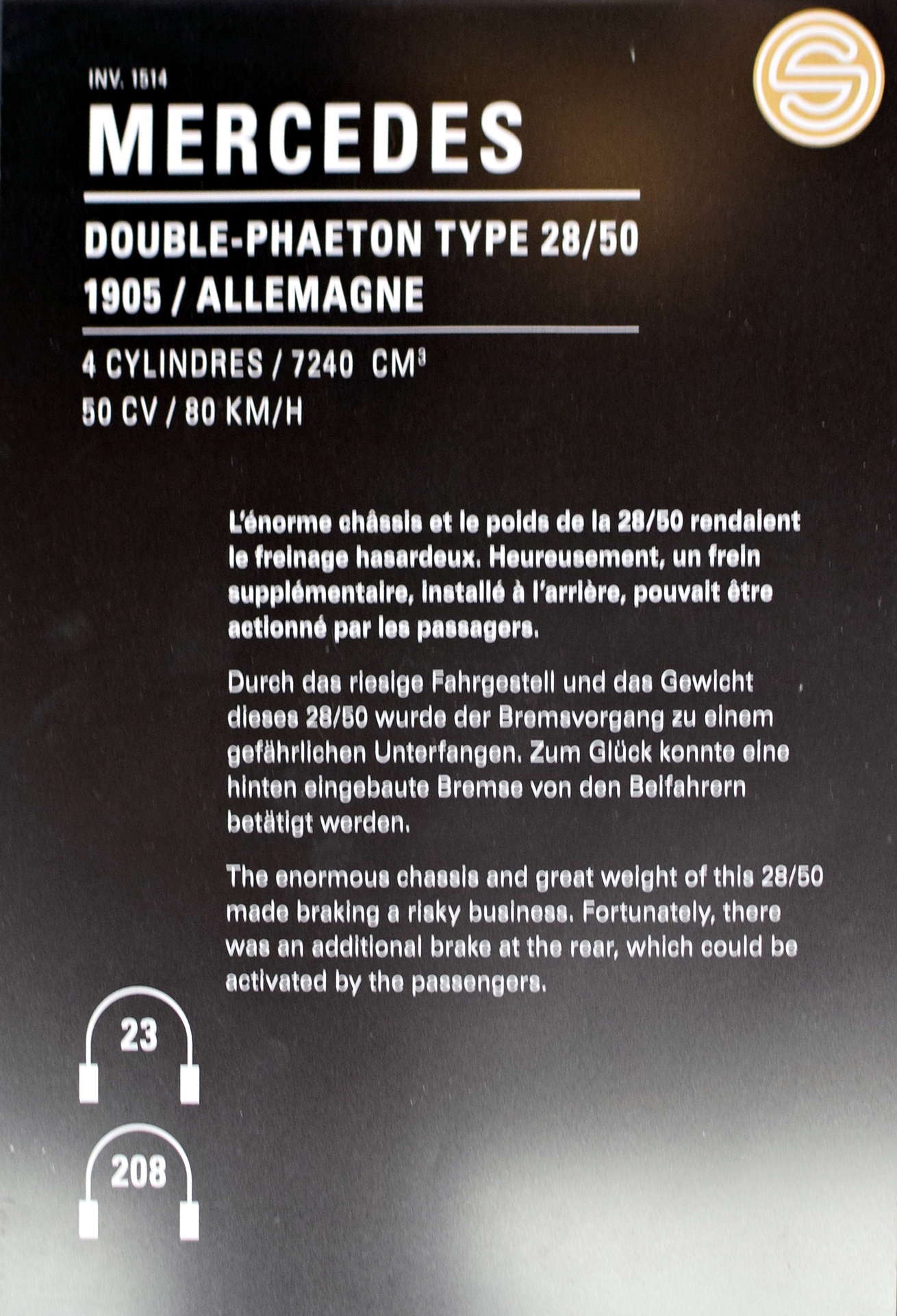 Mercedes 28/50 Double-phaëton 1905 details - Mercedes 28/50 - Cité de l'automobile, Collection Schlumpf, Mulhouse