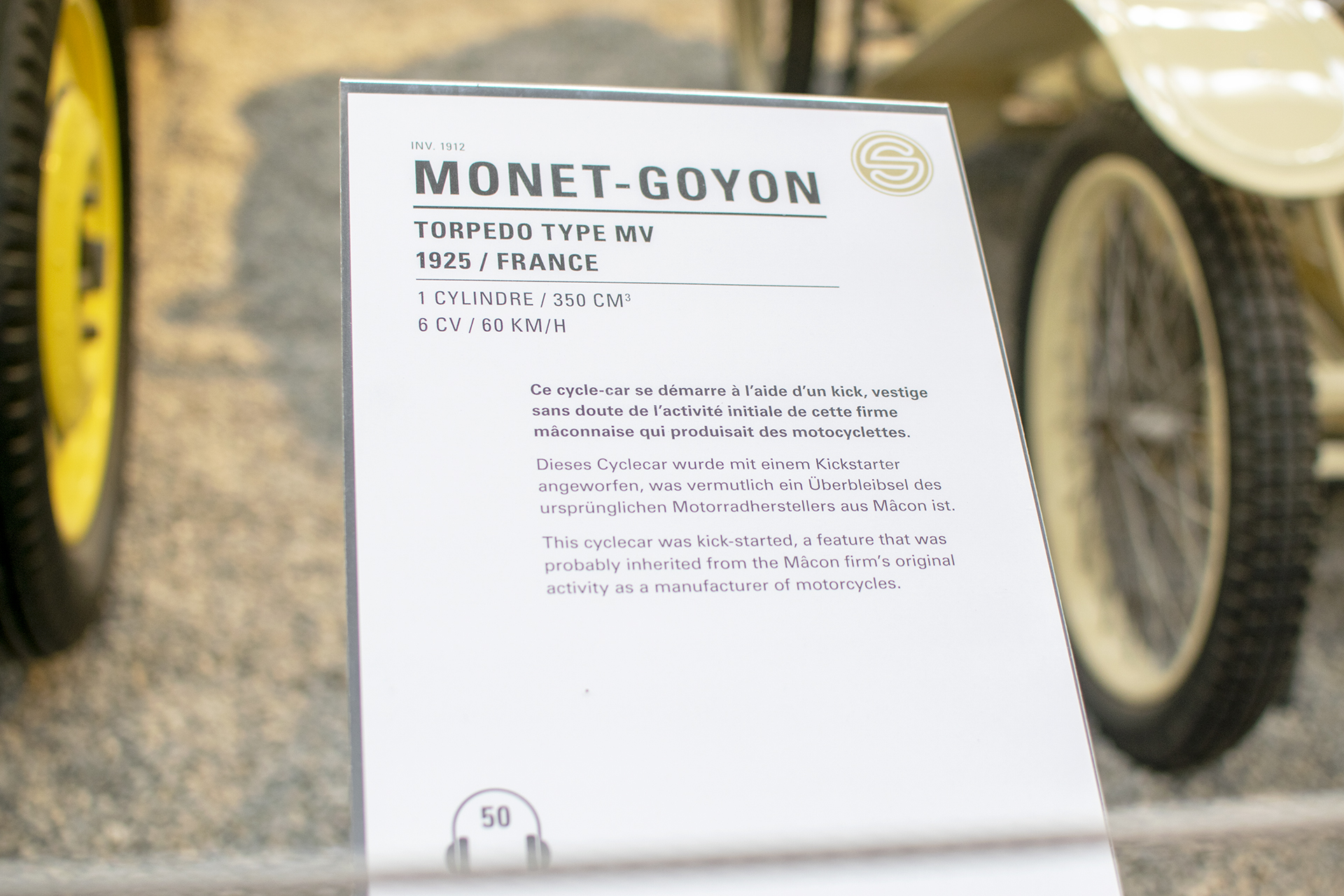 Monet-Goyon type MV 1925 details - Cité de l'automobile, Collection Schlumpf, Mulhouse, 2020