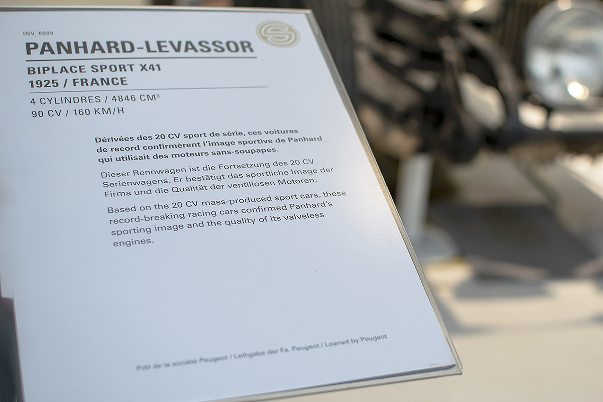 Panhard & Levassor X41 biplace sport 1925 infos - Cité de l'automobile, Collection Schlumpf, Mulhouse, 2020