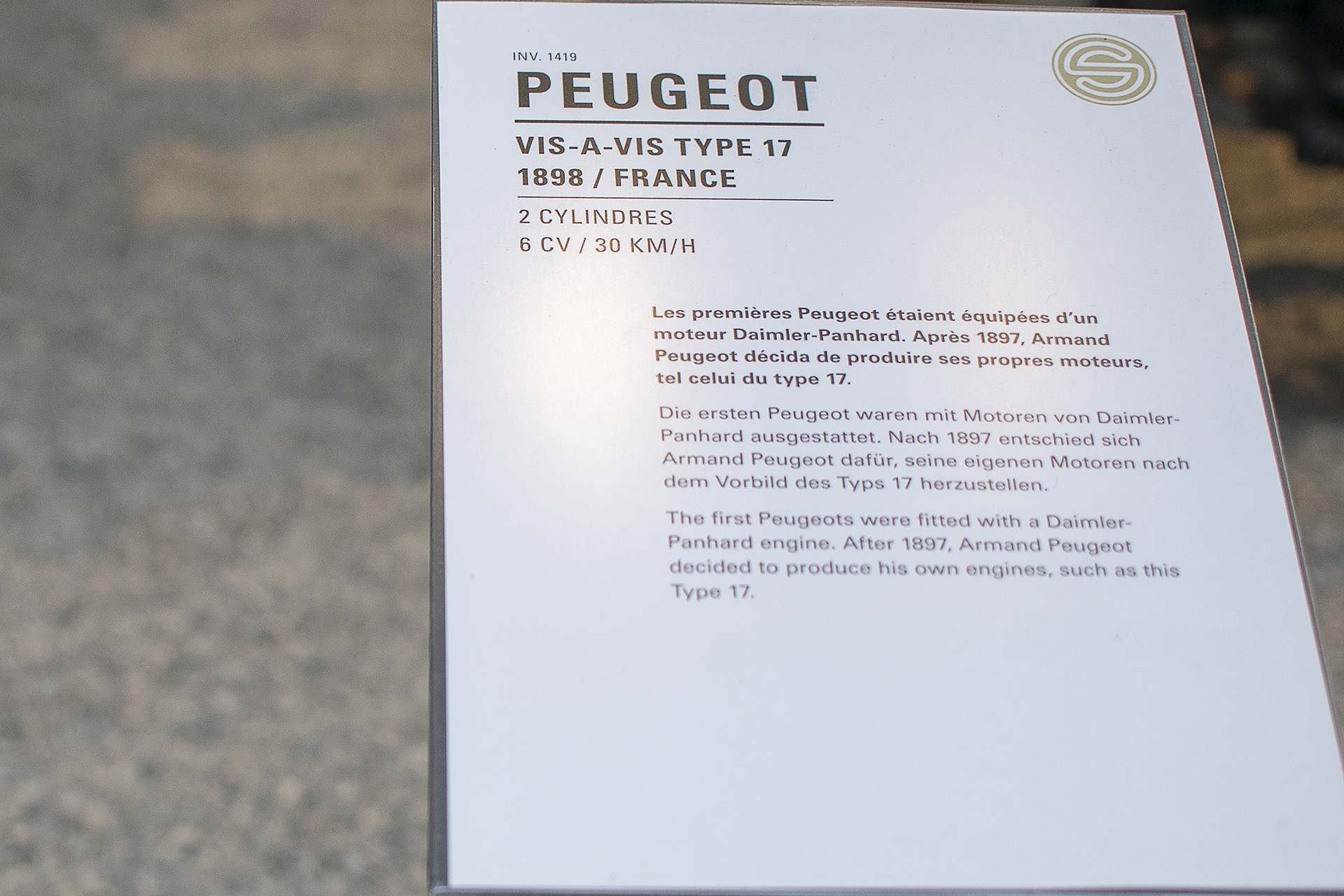 Peugeot type 17 Vis à Vis 1898 infos - Cité de l'automobile, Collection Schlumpf, Mulhouse, 2020 