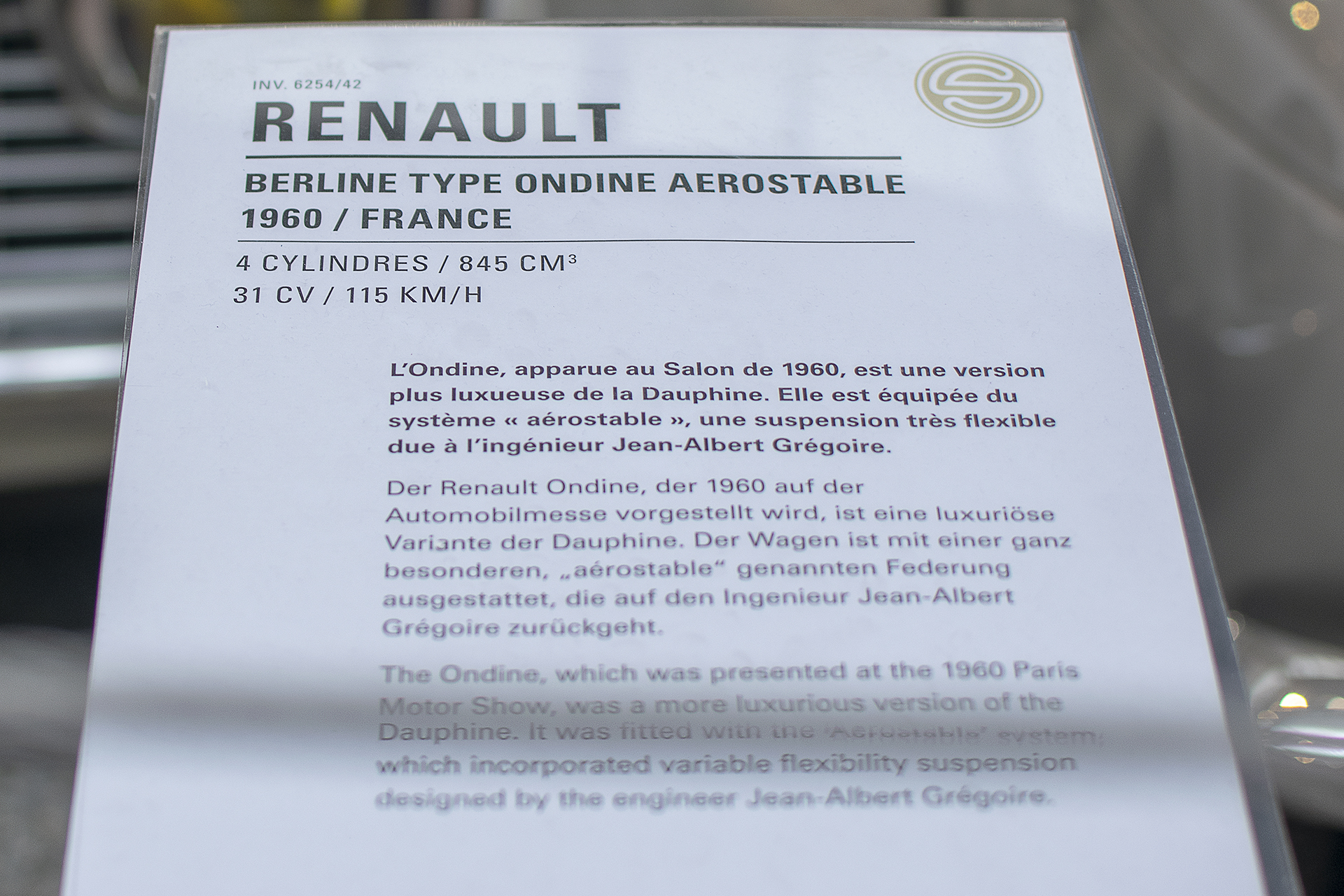 Renault Dauphine Ondine Aerostable 1960 infos - Cité de l'automobile, Collection Schlumpf, Mulhouse, 2020 