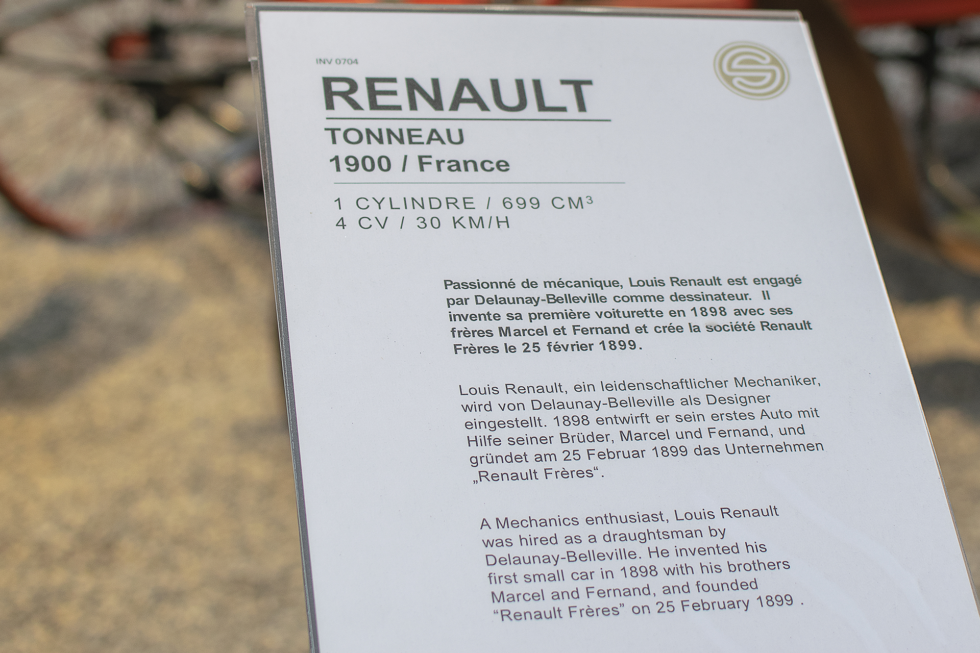 Renault tonneau 1900 details - Cité de l'automobile, Collection Schlumpf, Mulhouse, 2020