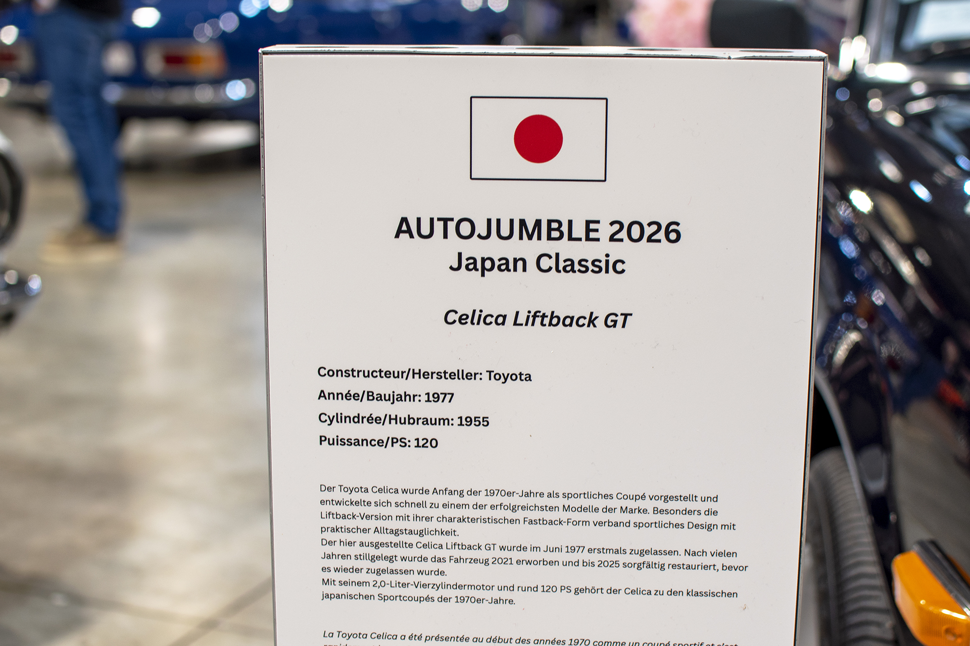 Toyota Celica I liftback GT 1977 infos - LOF, Auto Jumble ,2026, Luxembourg, all thing classic, Japan classic Toyota Celica I liftback GT 1977 infos - LOF, Auto Jumble ,2026, Luxembourg, all thing classic, Japan classic