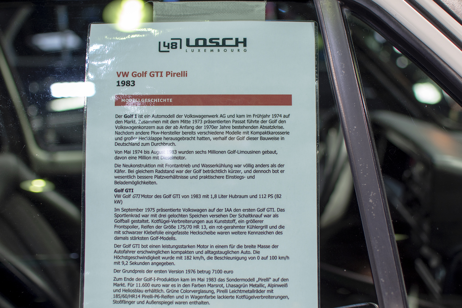 Volkswagen Golf I GTI Pirelli 1983 infos - Auto Jumble ,2024, Luxembourg, all thing classic