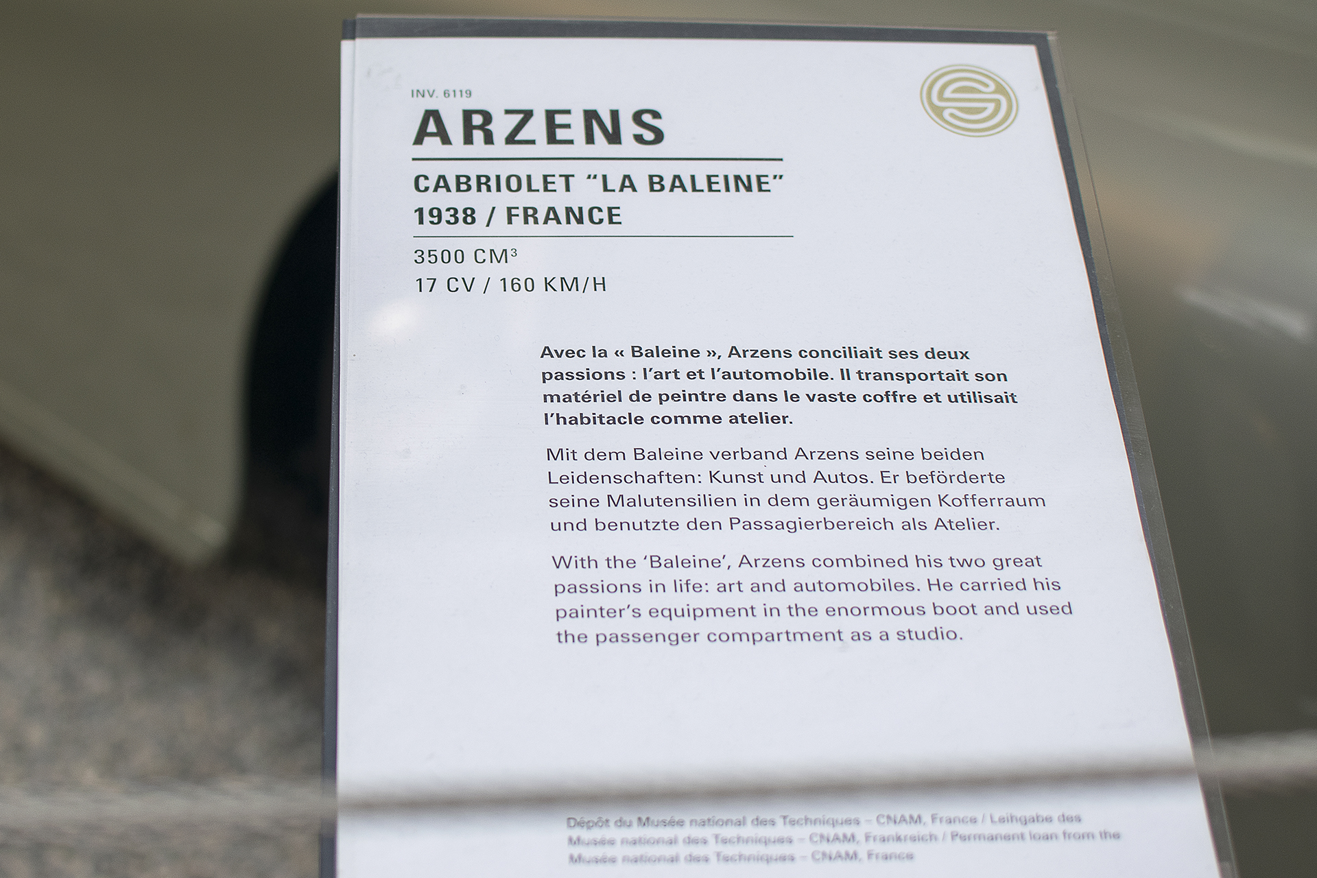 Arzens "La Baleine" 1938 infos - Cité de l'automobile, Collection Schlumpf, Mulhouse, 2020