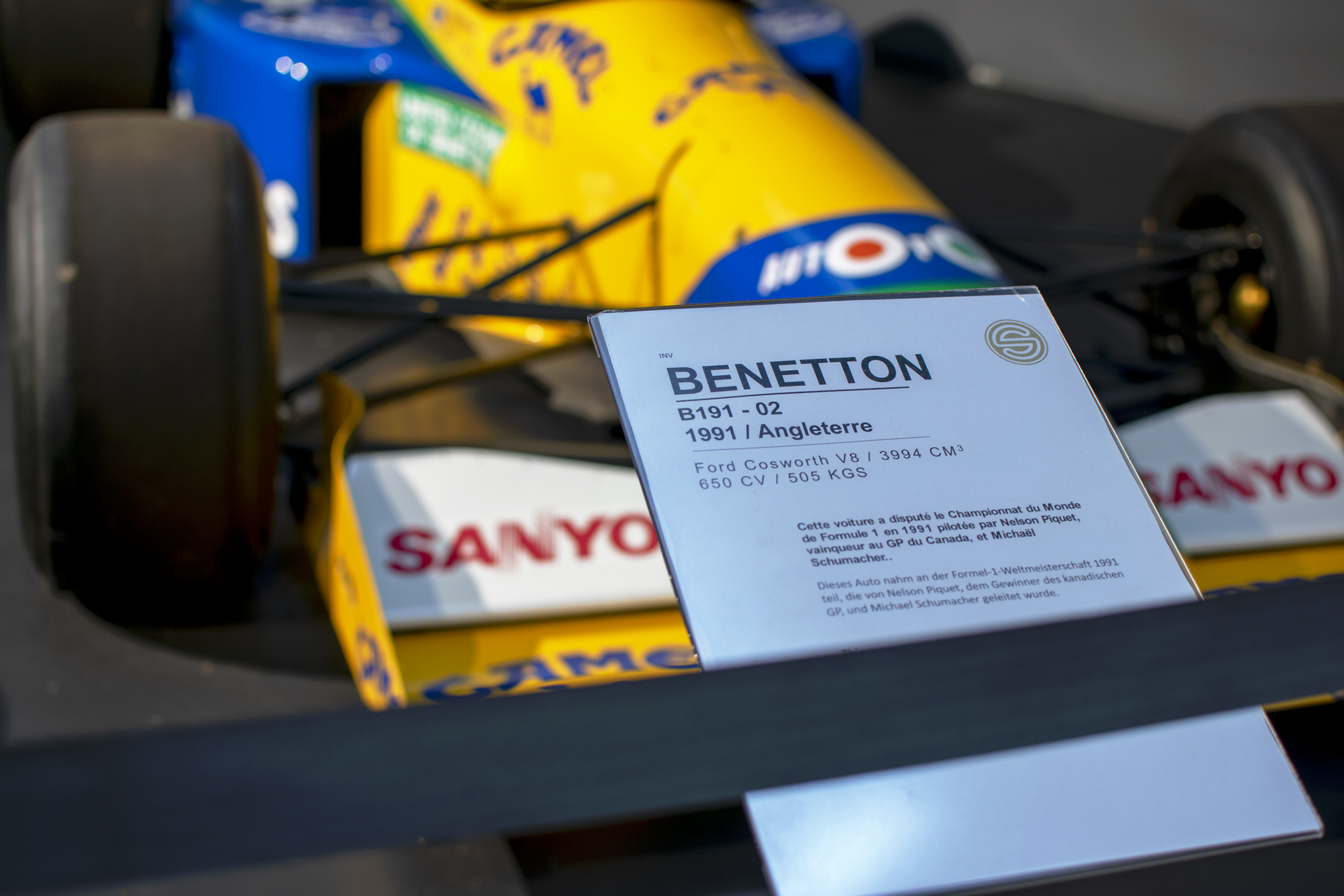 Benetton B191-02 1991 infos - Cité de l'automobile, Collection Schlumpf, Mulhouse, 2020