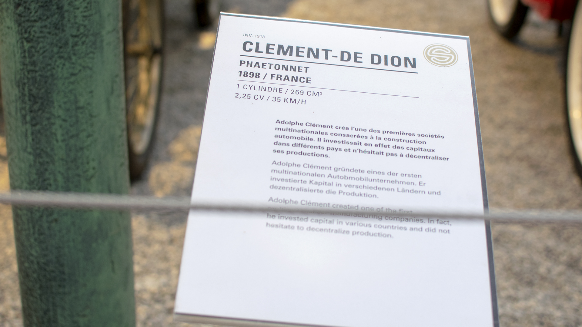 Clement De Dion phaëtonnet 1898 infos  - Cité de l'automobile, Collection Schlumpf, Mulhouse, 2020